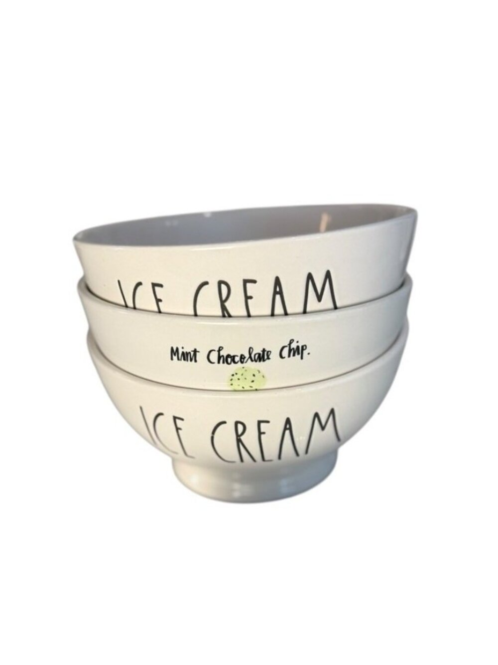 Rae Dunn Ice Cream Bowl Set Ceramic Mint Chocolate Chip Party Collectible